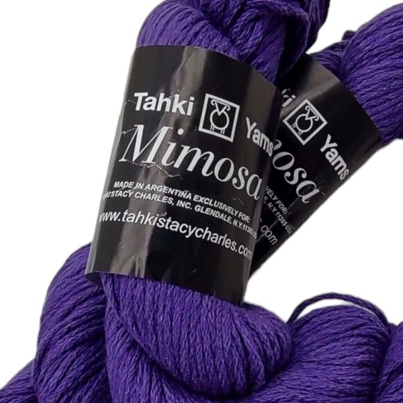 2 Skeins Mimosa by Tahki Yarns 50% Cotton, 40% Silk, 10% Cashmere Violet No.009 - Picture 2 of 7